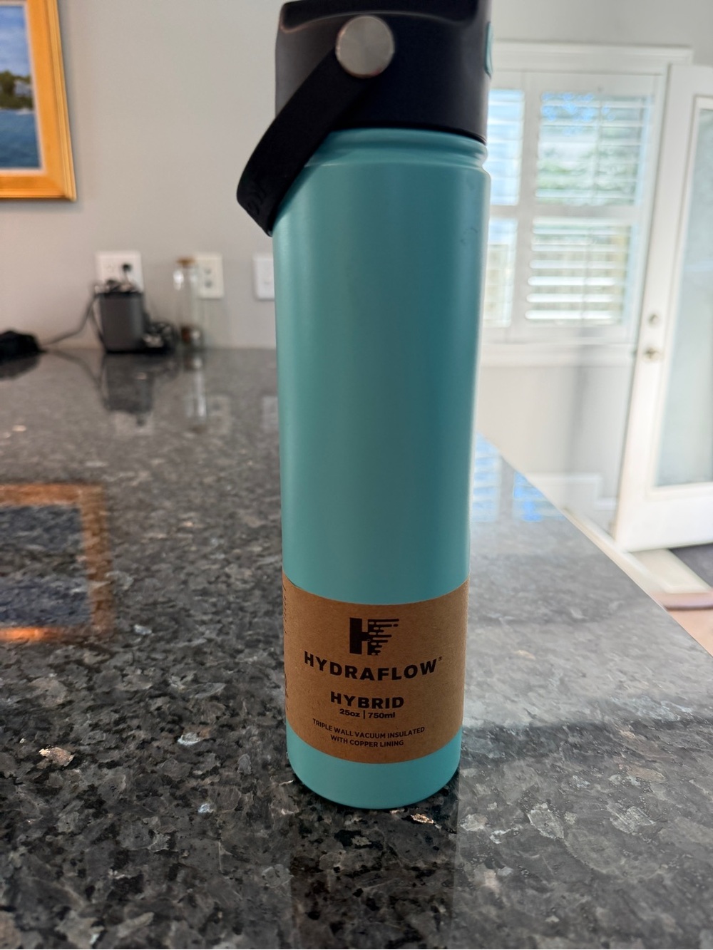 Hydraflow Hybrid 25 oz. Turquoise Insulated Water Bottle With 2 Straws & Sip Lid